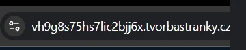 Adresní řádek prohlížeče se zkušební adresou webu na tvorbastranky.cz